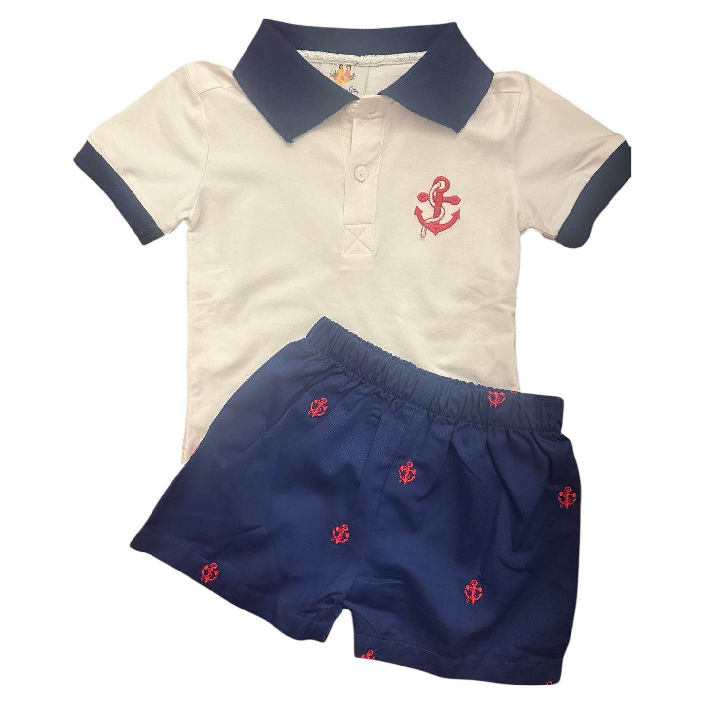 Anchor Embroidered Short Set
