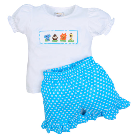 Wild Animals Smocked Short Set