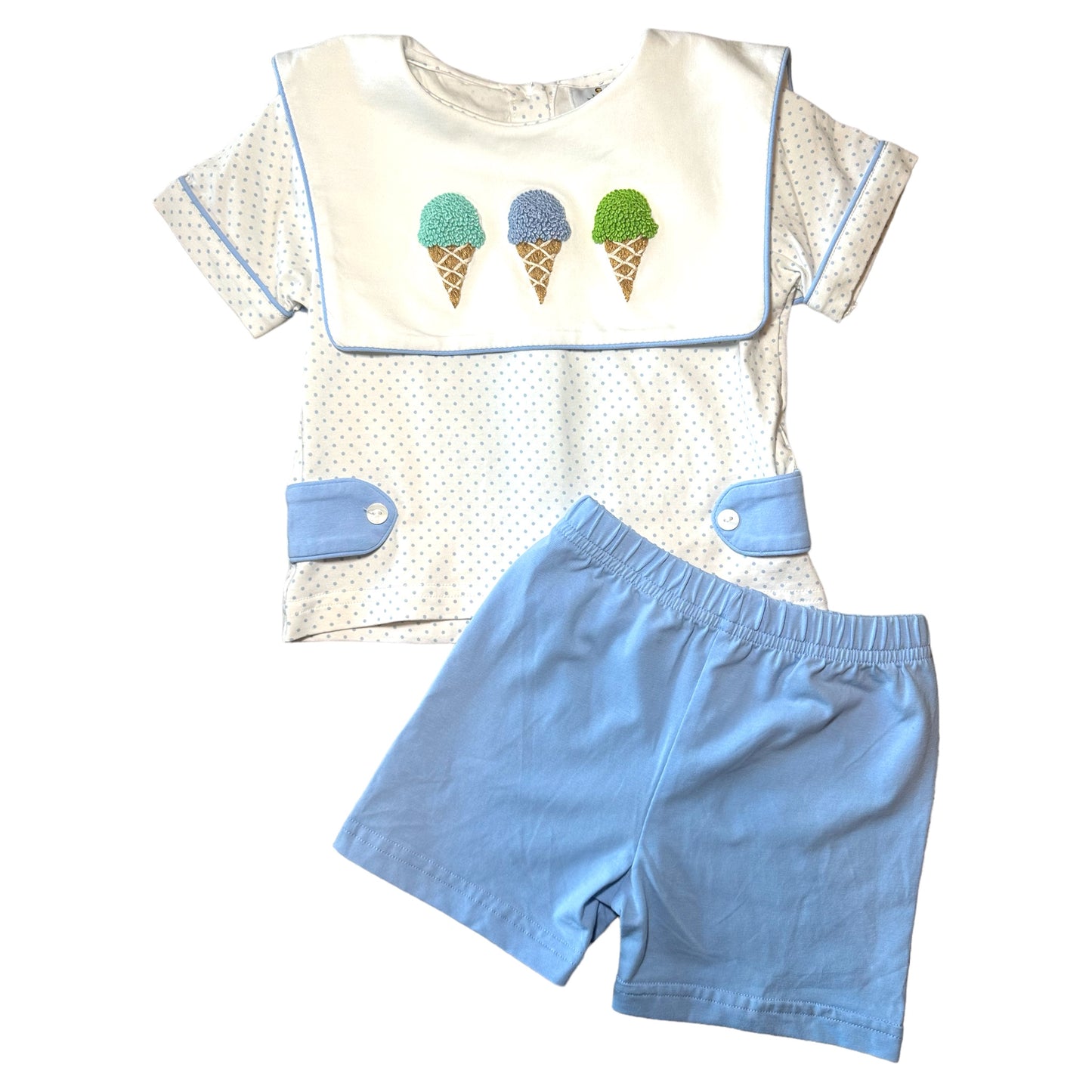 French Knot Ice Cream Short Set