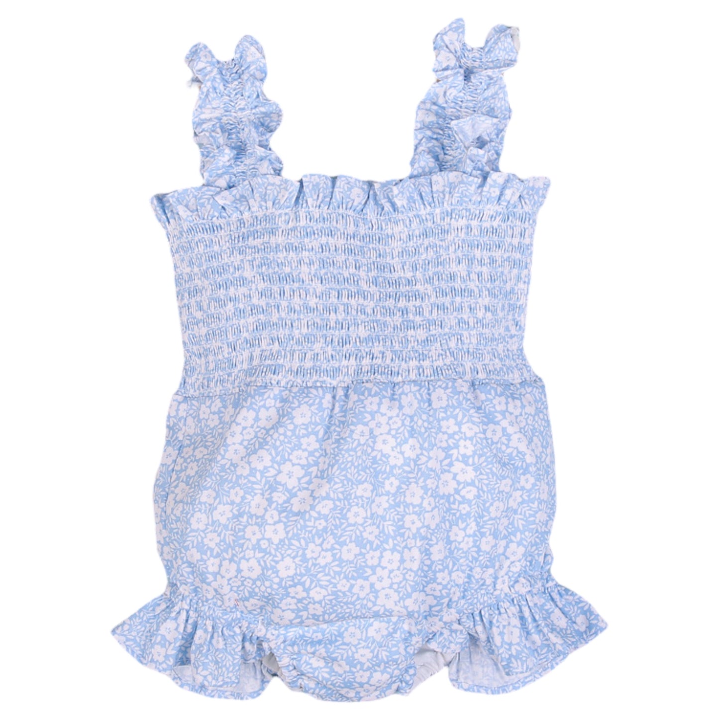 Blue Floral Smocked Swim