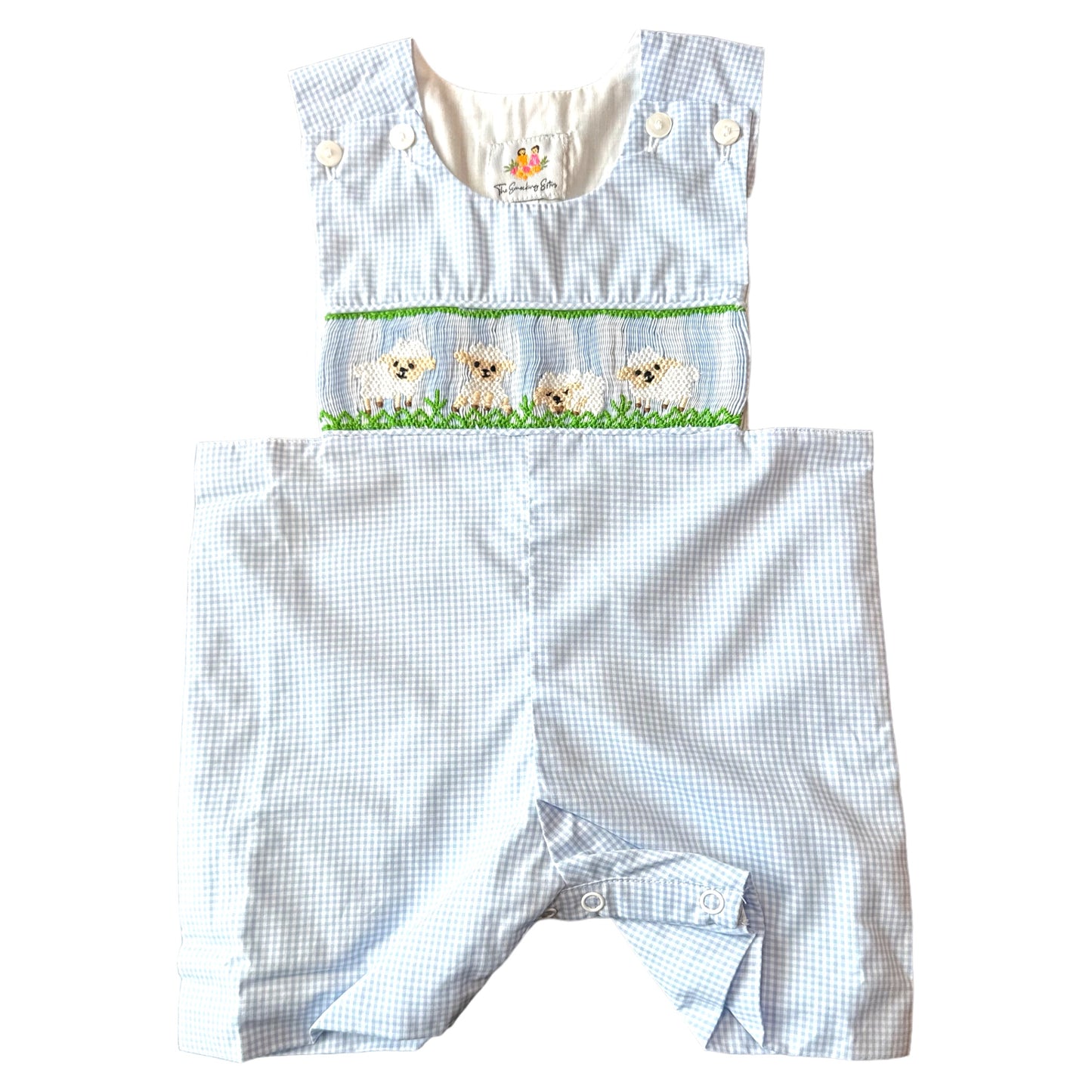 Smocked Gingham Sheep Shortall
