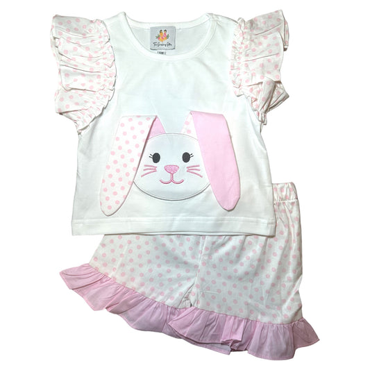 Applique Girl Bunny Short Set