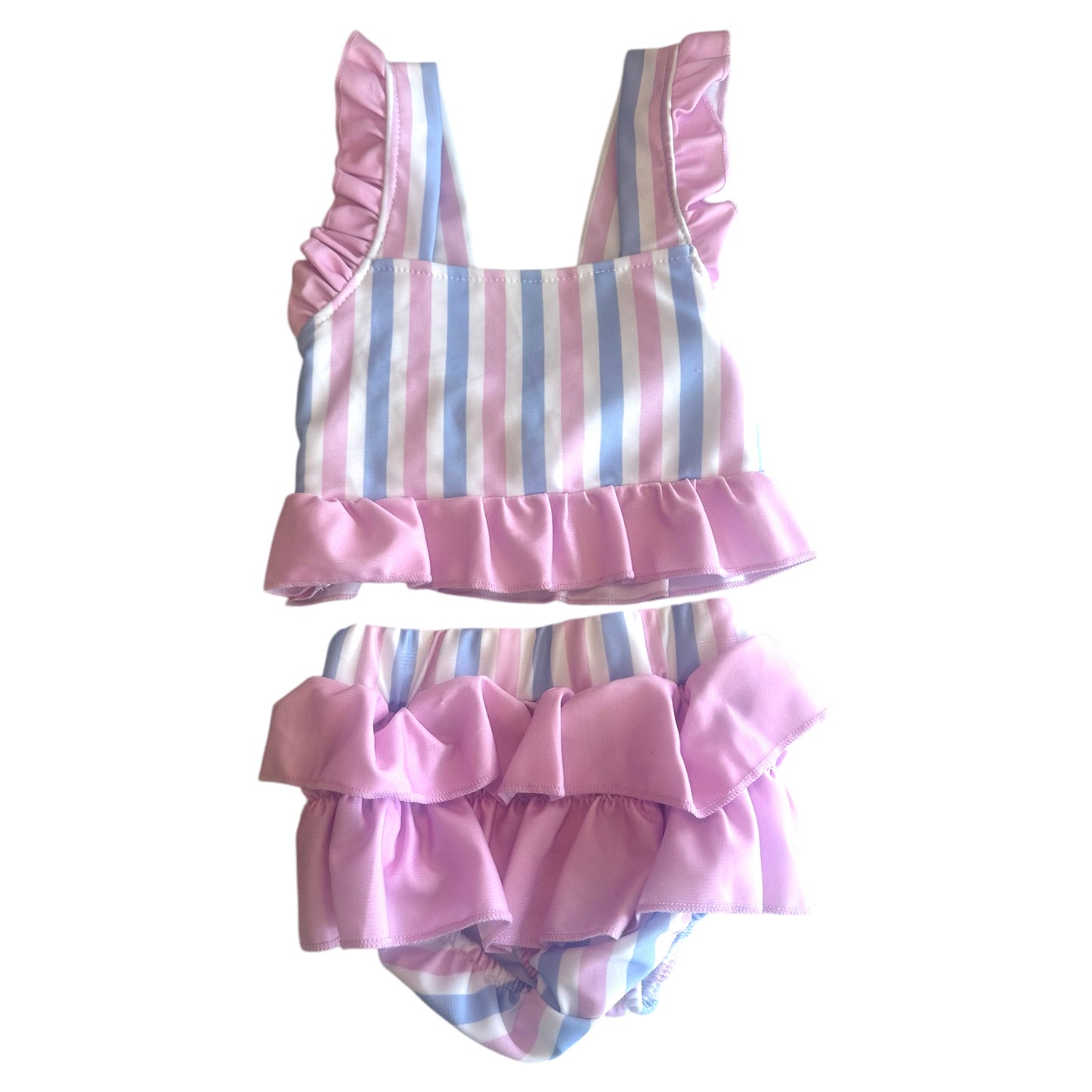 Pink & Navy Striped Two Piece Swim