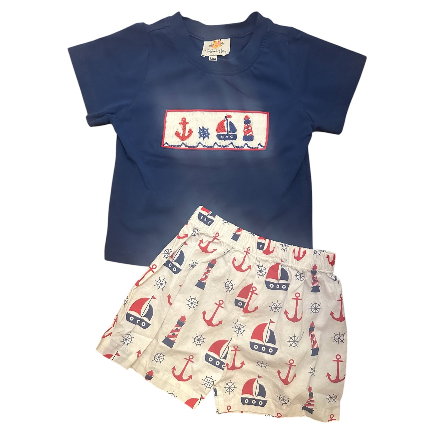 Smocked Sailboat Boy Short Set