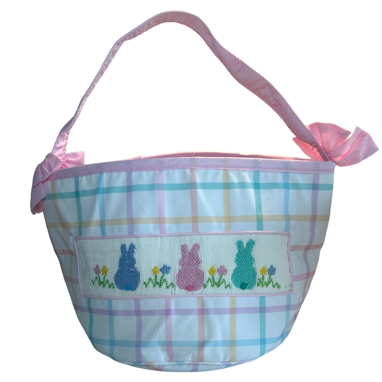 Pink Smocked Bunny Easter Basket