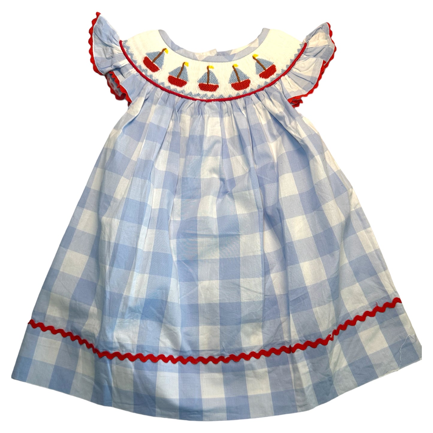 Smocked Sailboat Bishop Dress