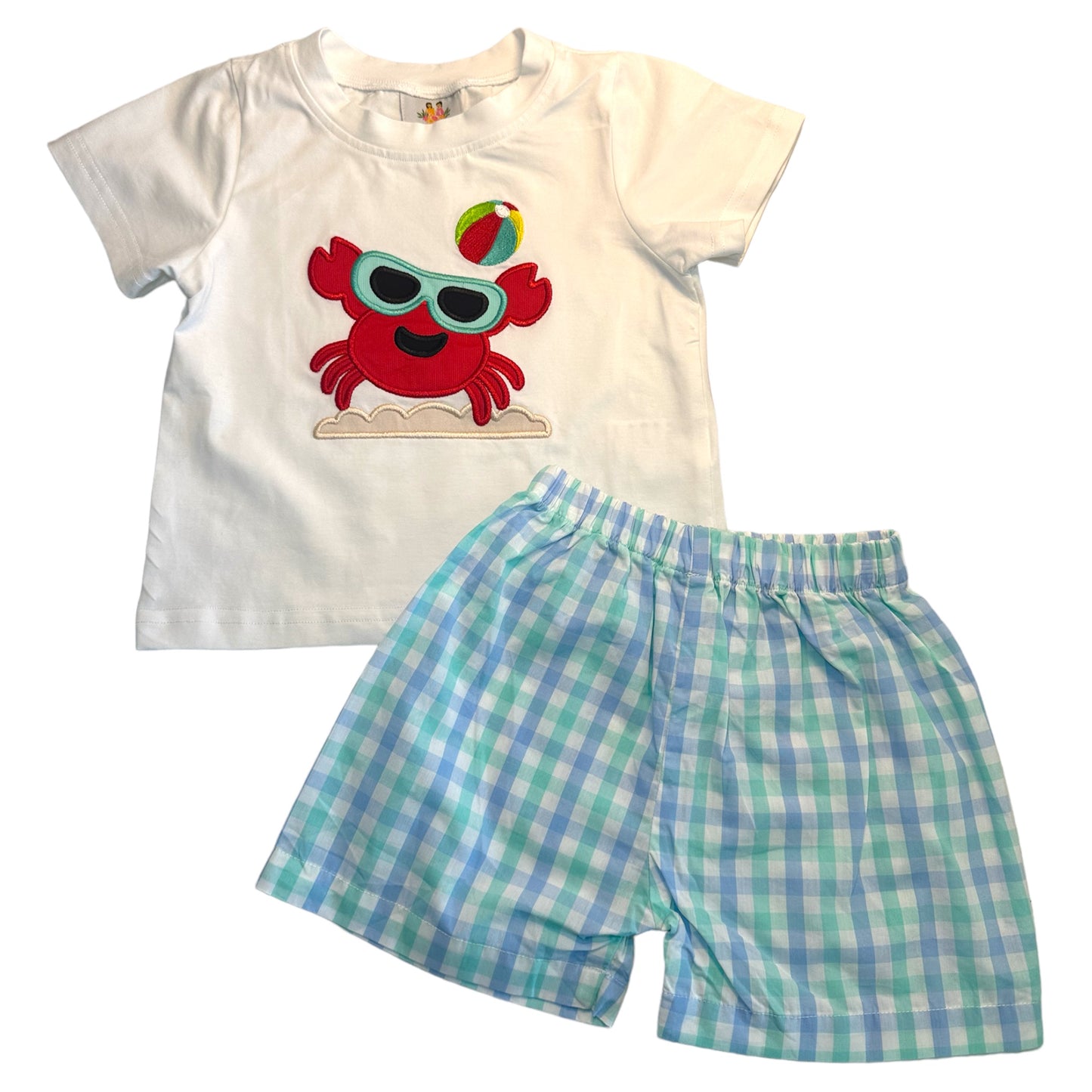 Crab Boy Applique Short Set