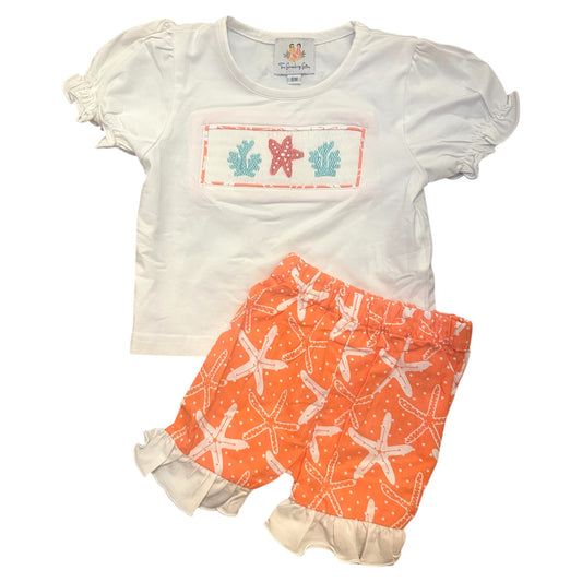 Coral Smocked Starfish Set