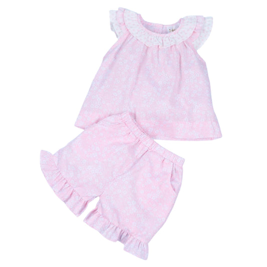 Pastel Pink Flower Short Set