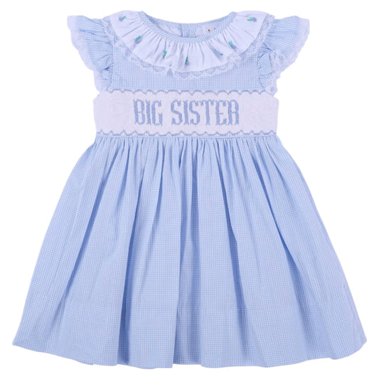 Blue Big Sister Smocked Dress