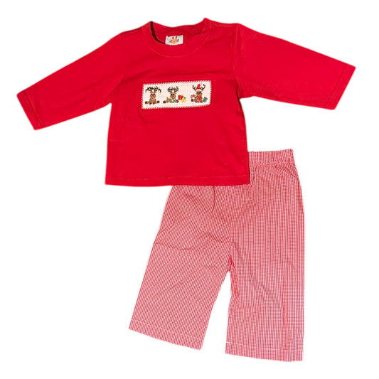 Smocked Reindeer Pant Set