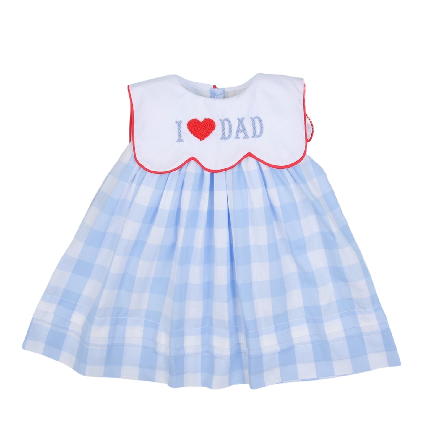 I Love Dad Gingham French Knot Dress