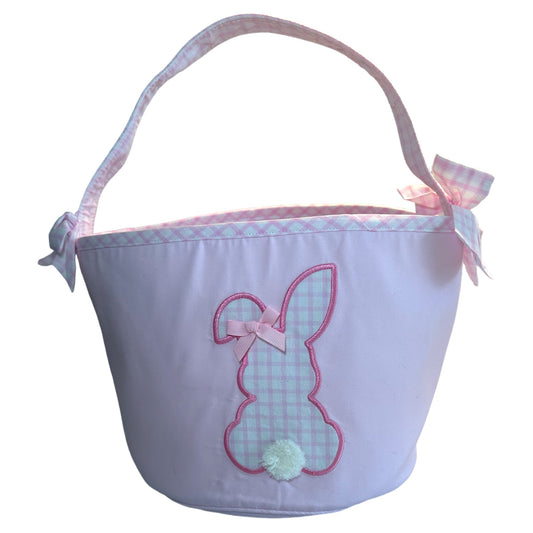 Pink Applique Easter Bunny Basket