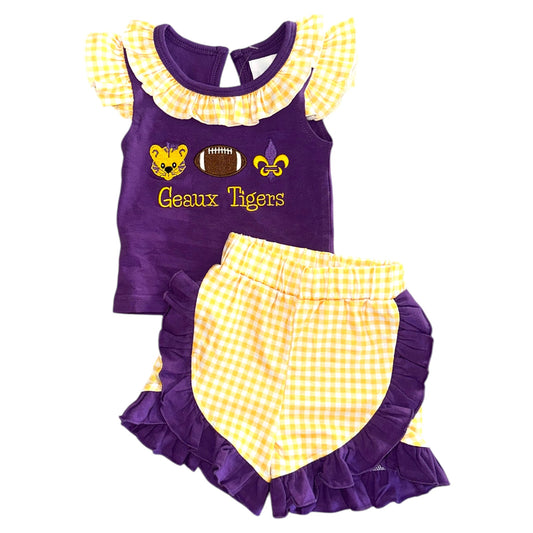 Geaux Tigers Girl Short Set