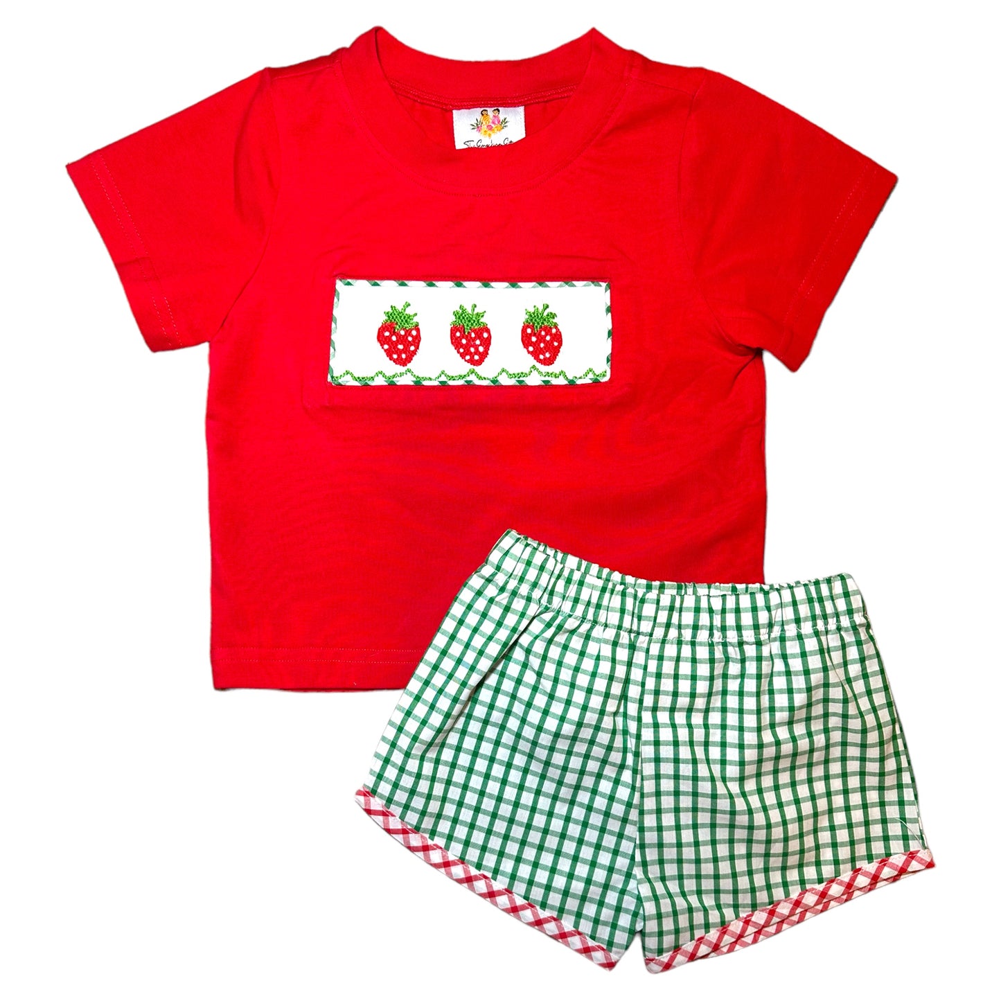 Strawberry Smocked Boy Short Set