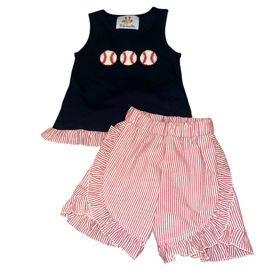 French Knot Baseball Girl Short Set
