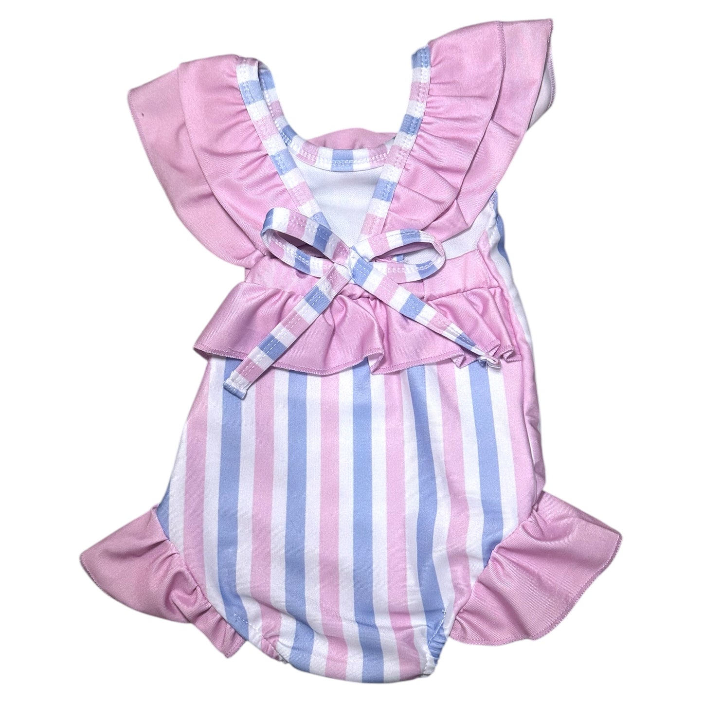 Pink & Navy Striped One Piece Swim