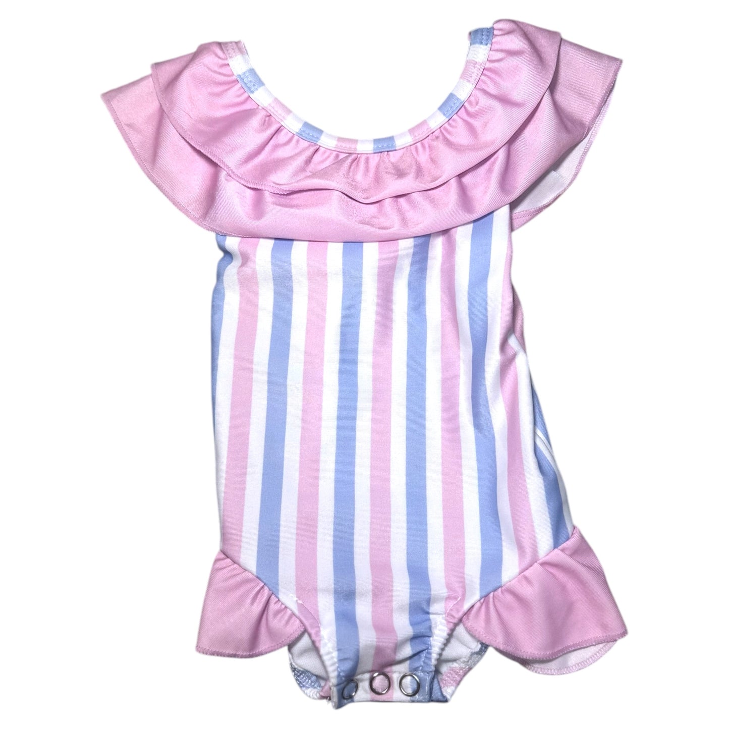 Pink & Navy Striped One Piece Swim