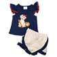 Girl Puppy Baseball Short Set